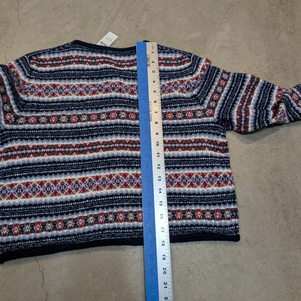 NWT J. Crew Fair Isle Sweater Women's M Cropped Wool Blend Striped